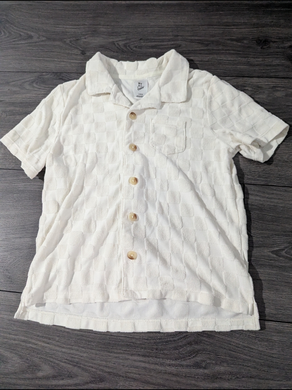 art class Boy's Cream Textured Short-Sleeve Button-Down Shirt